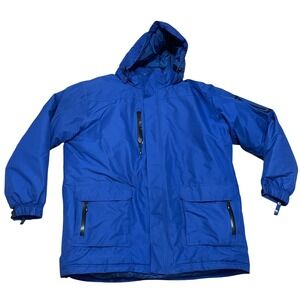 Port Authority Men's XL Blue Fox Sports Heavyweight Hooded Rain Winter‎ Coat